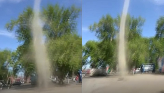 Новосибирцы сняли на видео «песочный торнадо»
