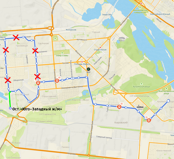 15 трамвай новосибирск онлайн карта маршрут