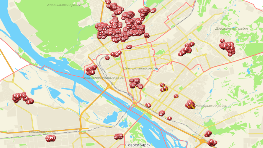 Карта аварийных отключений в новосибирске