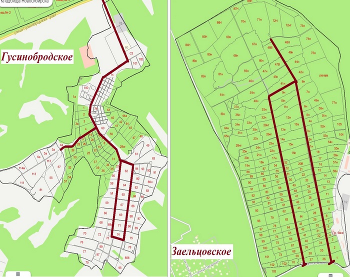 Карта кладбищ новосибирск