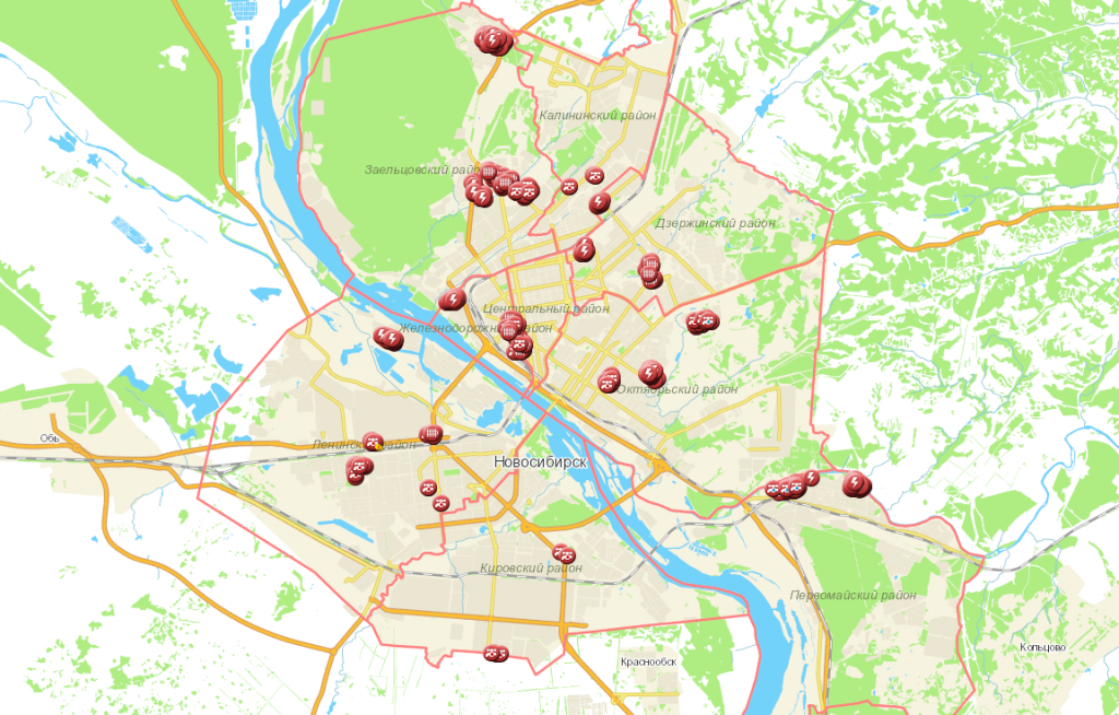 Карта аварийных отключений в новосибирске