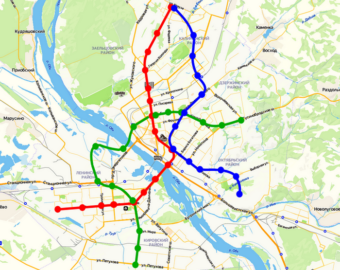 Схема новосибирского метро как планировали