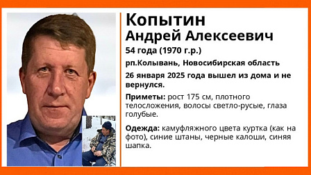 Под Новосибирском без вести пропал 54-летний мужчина в куртке камуфляжного цвета