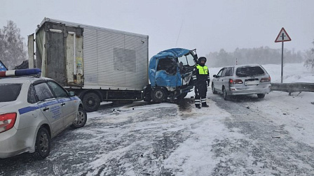 Под Новосибирском 23-летний водитель погиб в столкновении грузовиков