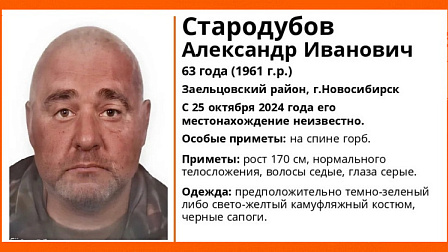 В Новосибирске без вести пропал 63-летний горбун