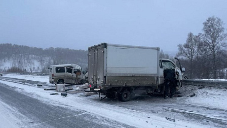 Под Новосибирском водитель минивэна погиб в аварии на встречной полосе